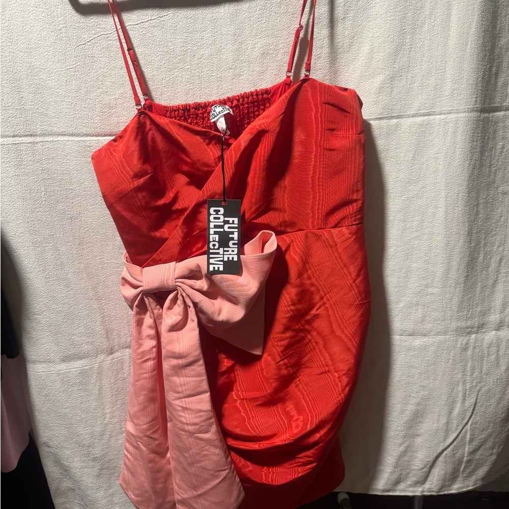 Future Collective Strapless Red Dress